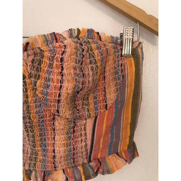 Brand New Anthropologie Rainbow Smocked Y2K Tube Crop Top XS - Picture 5 of 11